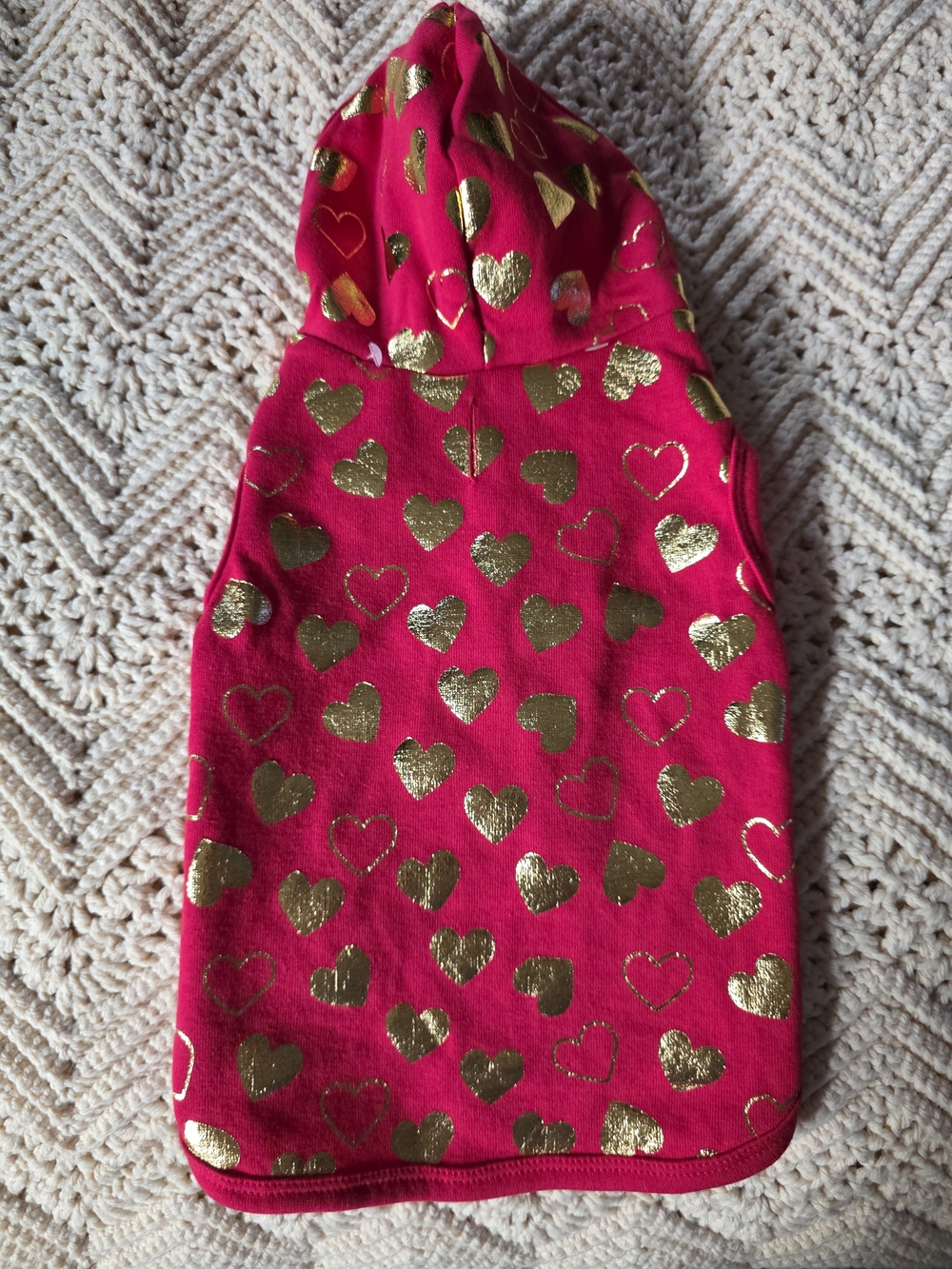 Hooded Sweatshirt - Red with Gold Hearts